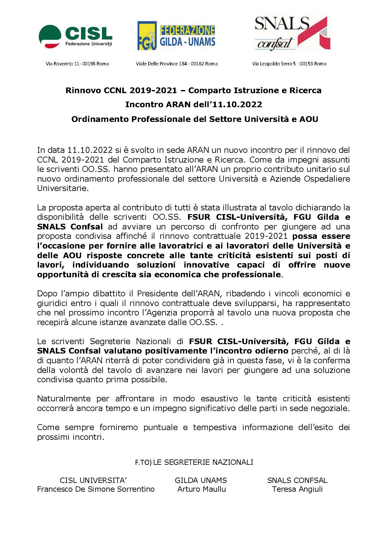 FGU Dipartimento Università